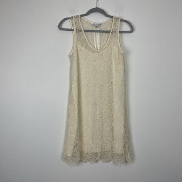 Cupcakes And Cashmere Woman’s Ivory Lace Tank Shift Dress Lined Size Small - Picture 1 of 8